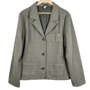 Vintage Y2K Old Navy Olive Green & Tan Herringbone Academia Blazer Size XXL